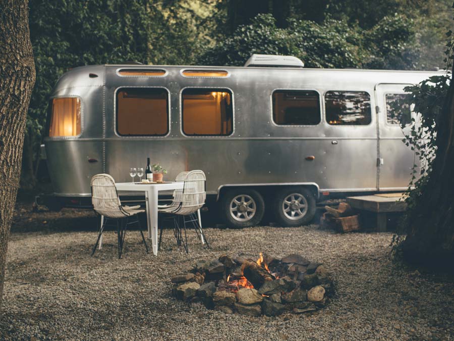 Autocamp Sonoma County has silver airstream trailers