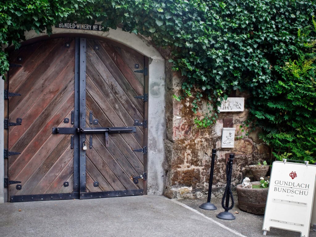 wood door to the cave at gundlach bundschu winery