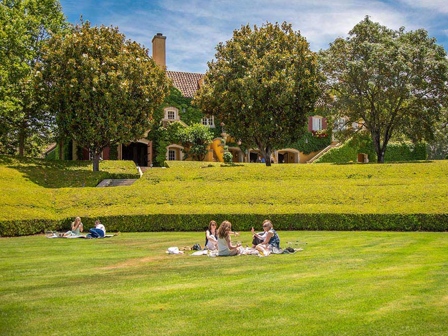 picnic on lawn in front of jordan winer