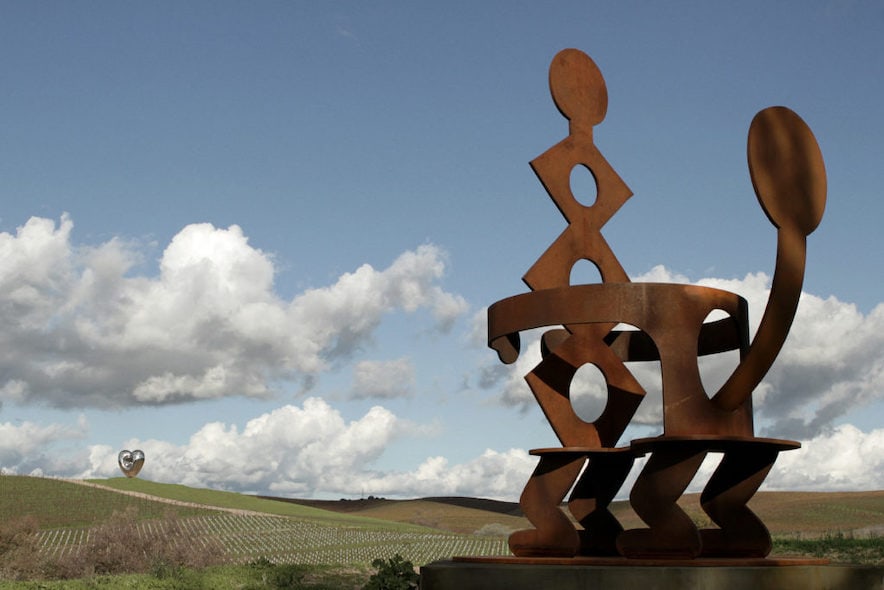 Keith Haring's 1987 sculpture, "King and Queen," on display at The Donum Estate