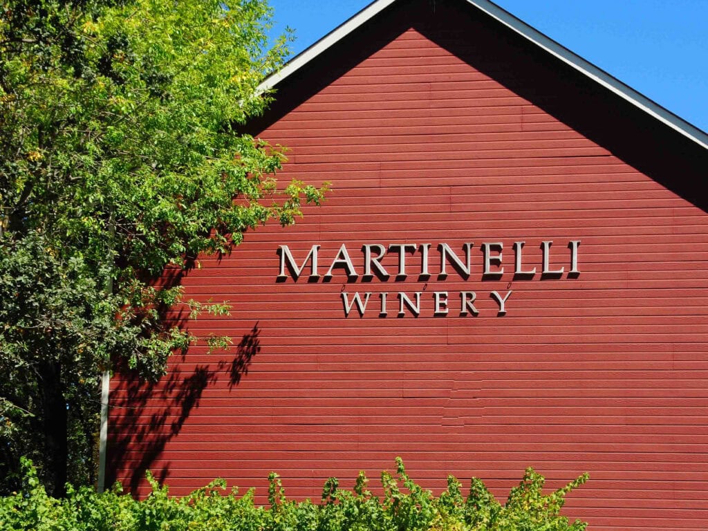 outside view of the building at Martinelli Winery and Vineyards