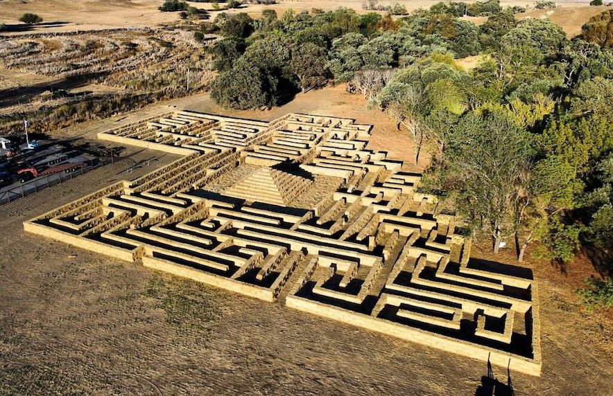 The hay maze and pyramid at Mickelson Pumpkin Patch in Petaluma 