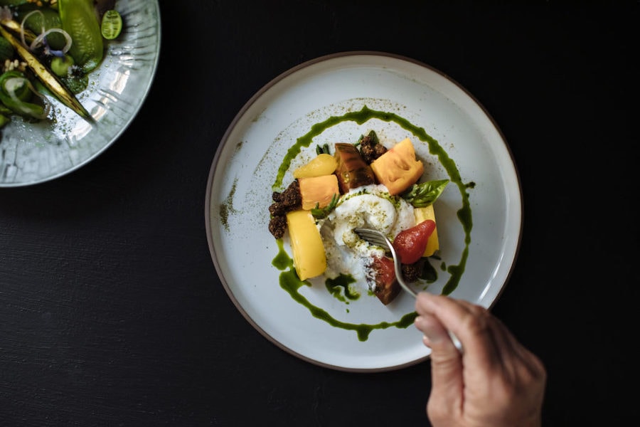 Seasonal heirloom tomato salad with burrata at The Matheson Healdsburg