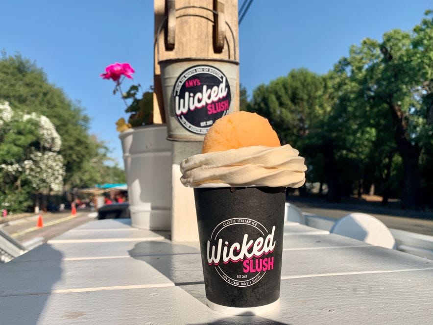 Picture of ice cream and slush split at Wicked Slush