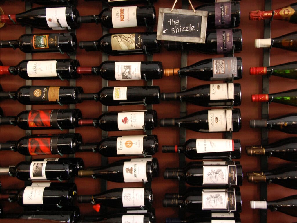 wine wall at Enoteca wine bar in sonoma