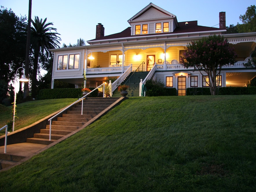 The Raford Inn at night is illuminated in Sonoma County