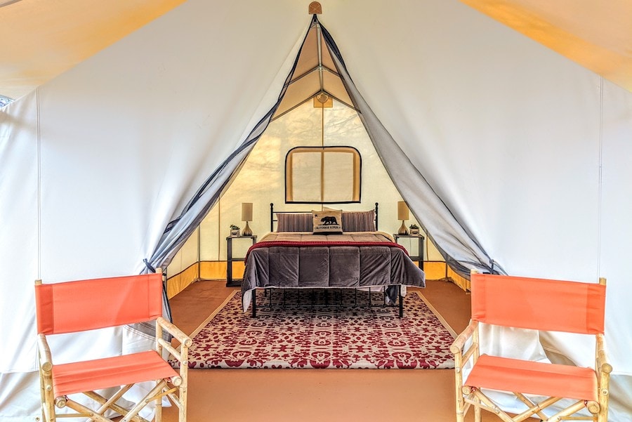 Glamping tent at Healdsburg's Wildhaven Sonoma resort