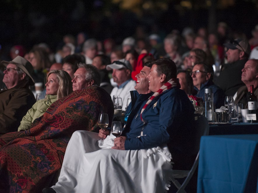 The audience enjoys the show on the outdoor lawn at the Green Music Center at Sonoma State University, Rohnert Park