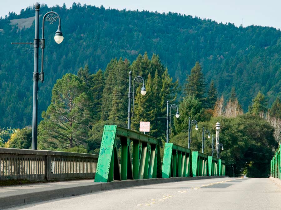 The Monte Rio Bridge crosses the Russian River in Sonoma County and is the northern end of the Bohemian Highway