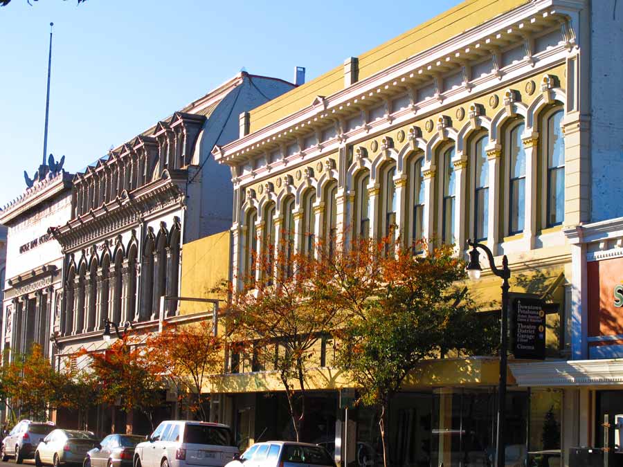 Victorian buildings in downtown Petaluma