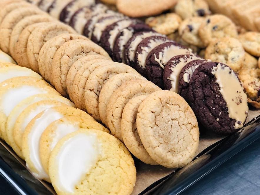 Pan of different types of cookies from Cookie Take a BIte