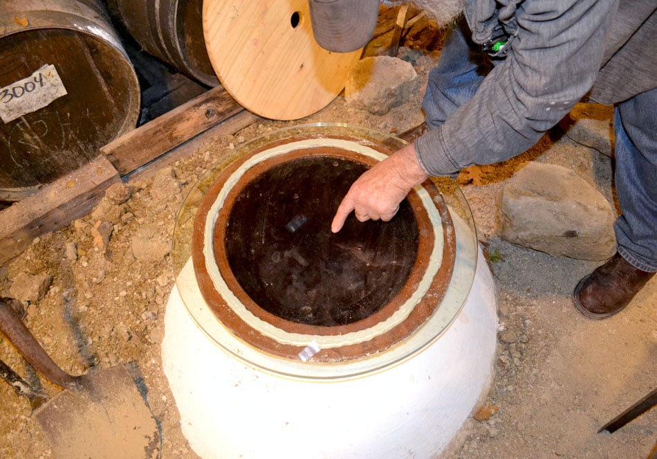 Natural wine in Qvevri at Coturri Winery in Sonoma County, California