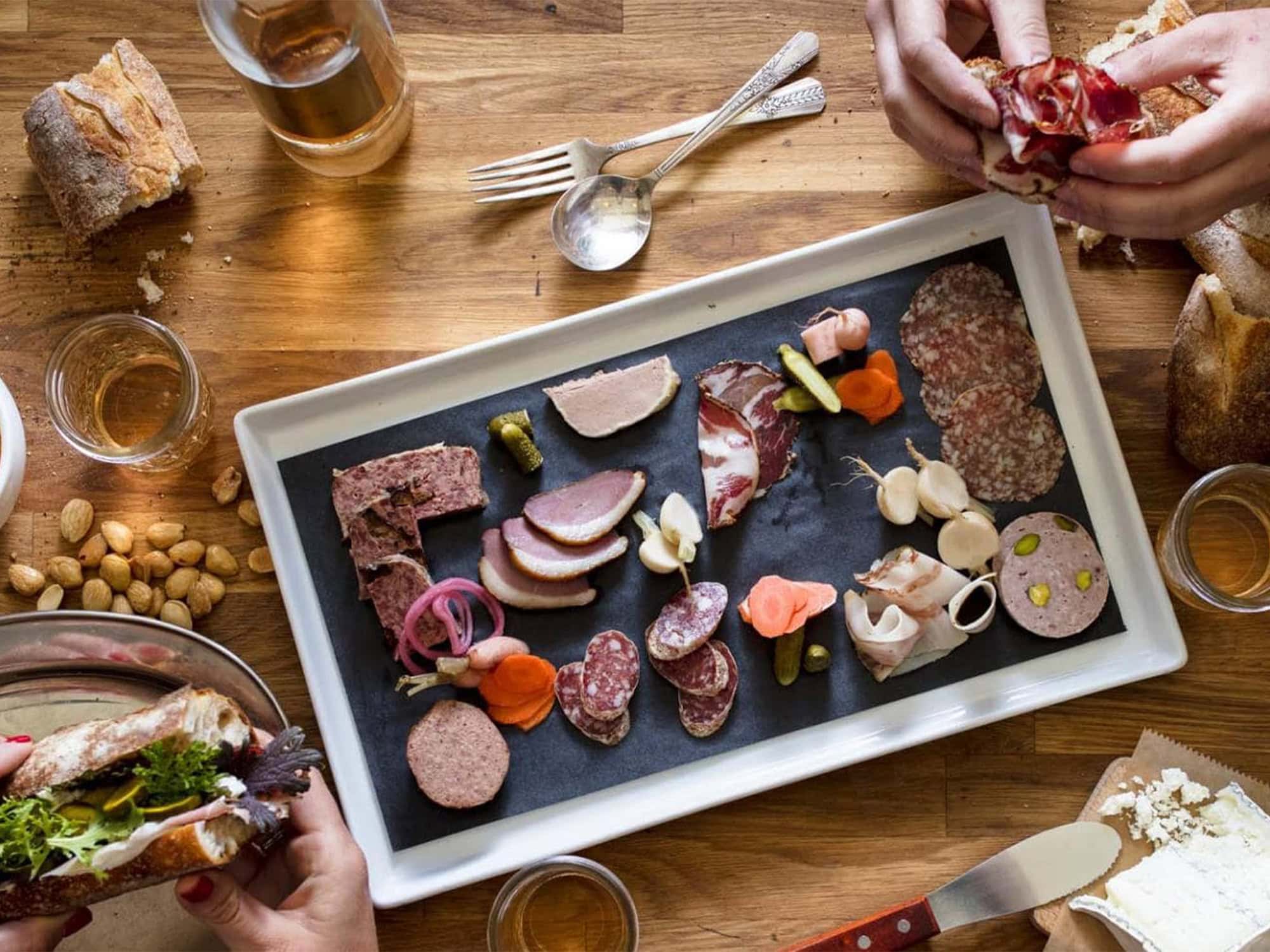 Charcuterie board from thistle meats