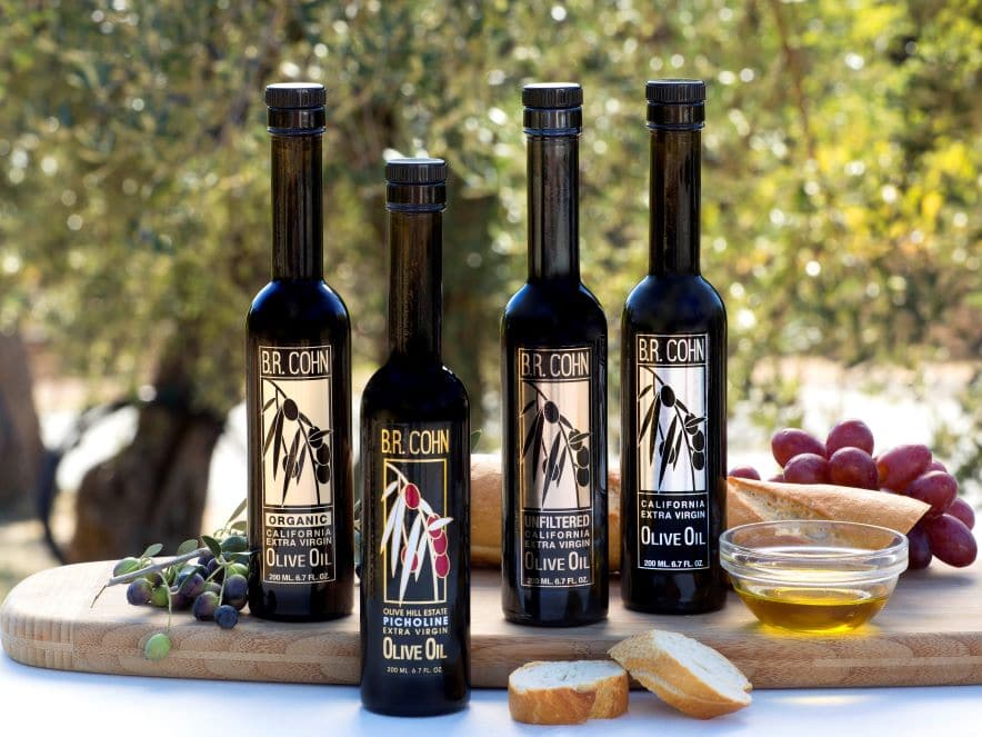 Picture of olive oils on table from BR Cohn Winery