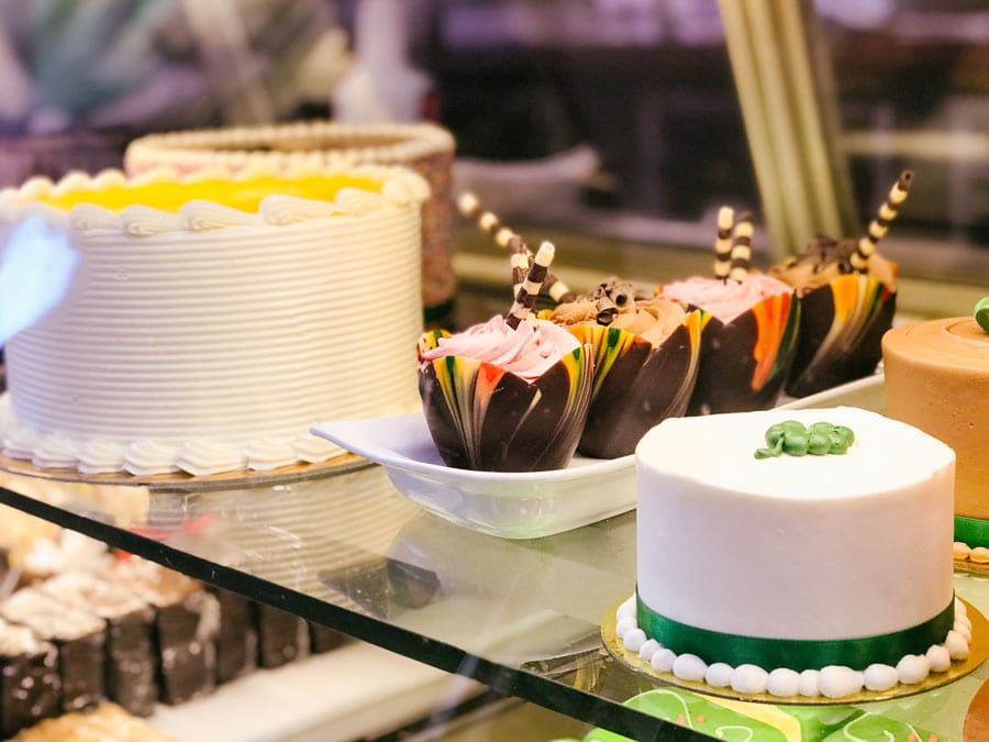 Luscious desserts on display at Costeaux French Bakery, Healdsburg