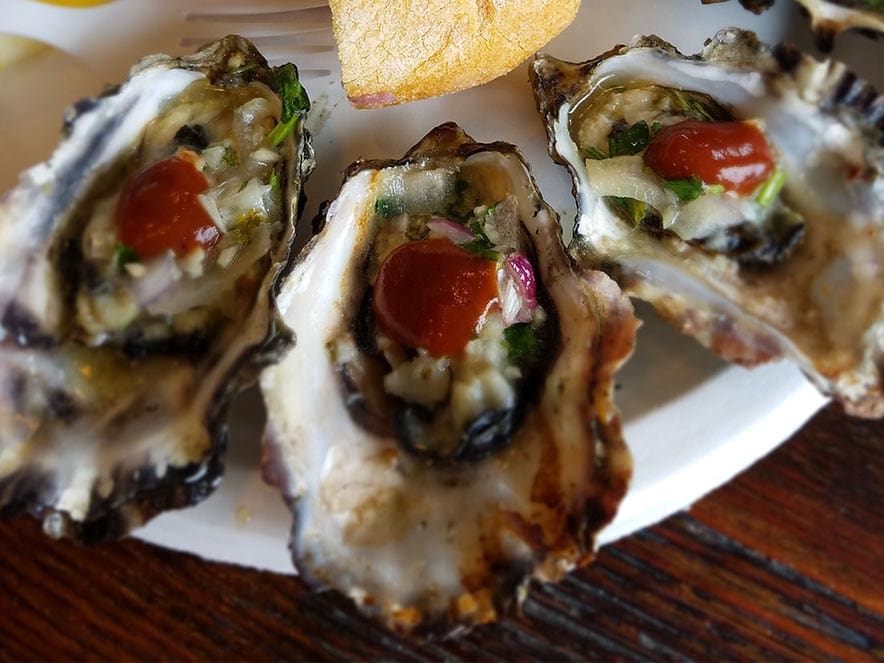 grilled oysters and bread