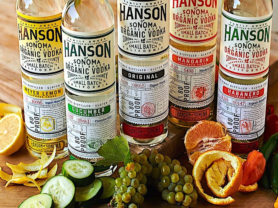 Flavored vodkas from Hanson of Sonoma 