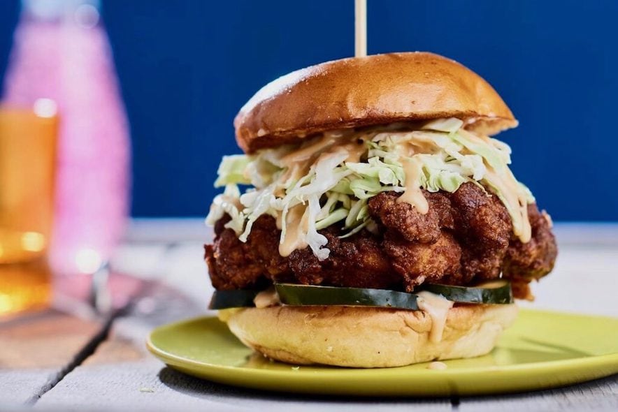 The Charlie Hustle fried chicken sandwich from Jam's Joy Bungalow in Cotati and Sebastopol