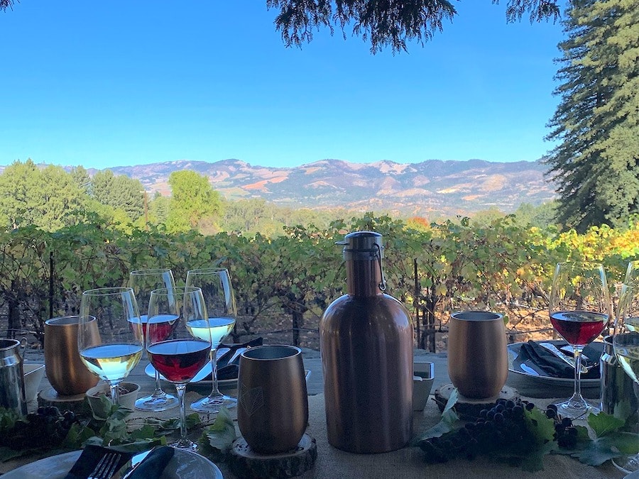 View of Sonoma Mountain from the tasting room at Kenwood Vineyards