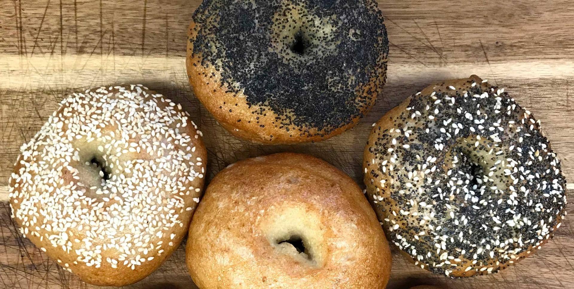 Assorted bagels at Mama Mel's Bakery in Sonoma County