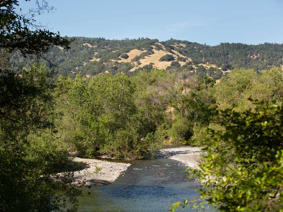 The Russian River meanders at Cloverdale River Park, a regional park in Sonoma County