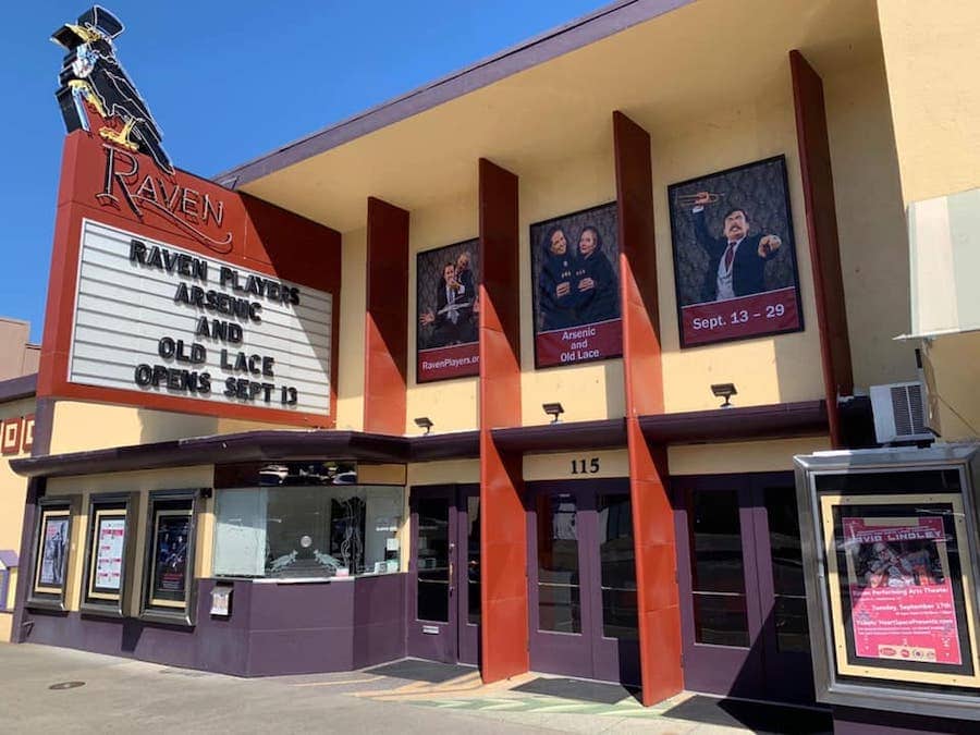 Exterior of Healdsburg's Raven Performing Arts Center, set in a former 1949 movie theater