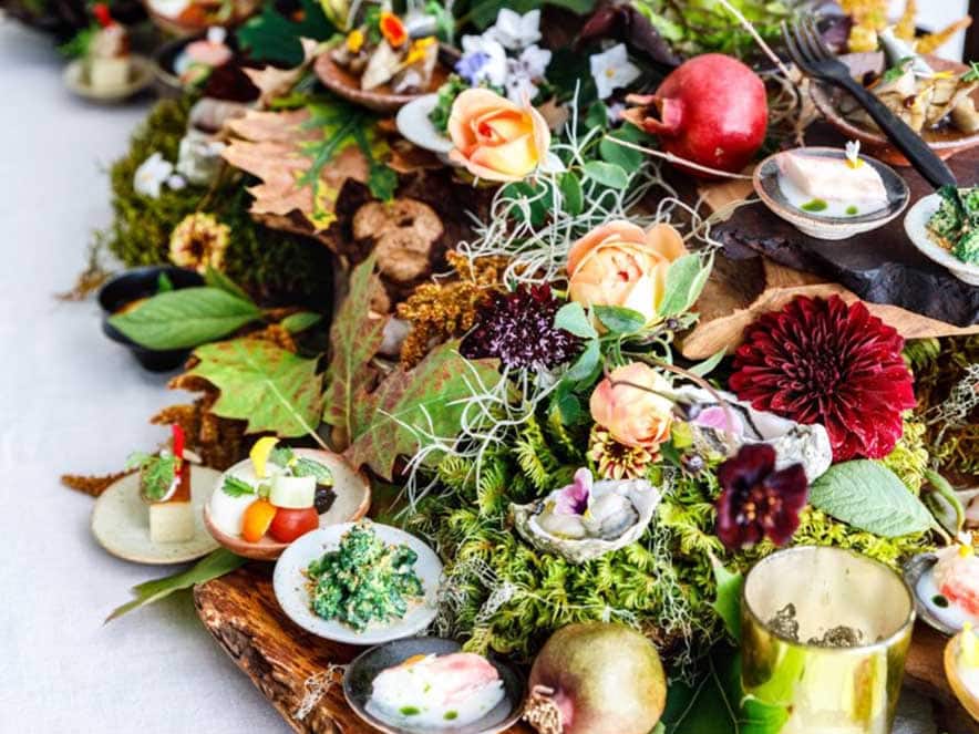 seasonal produce on large board