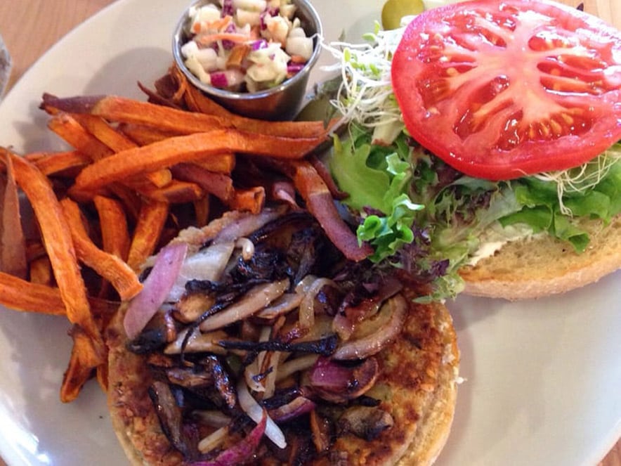 Burger at Slice of Life in Sebastopol in Sonoma County