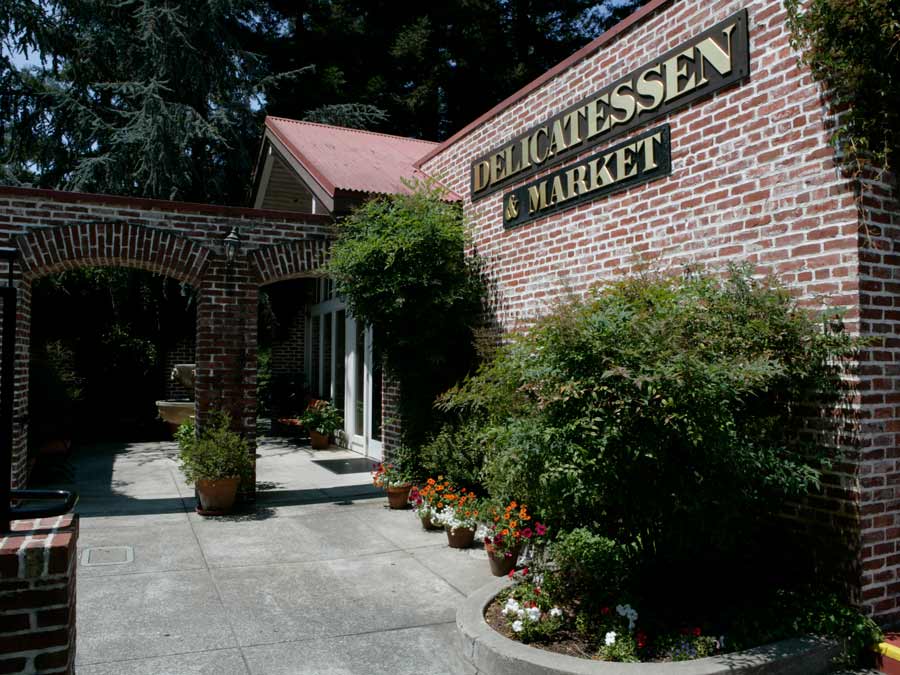 Ivy grows on the exterior of Korbel Delicatessen & Market, Guerneville