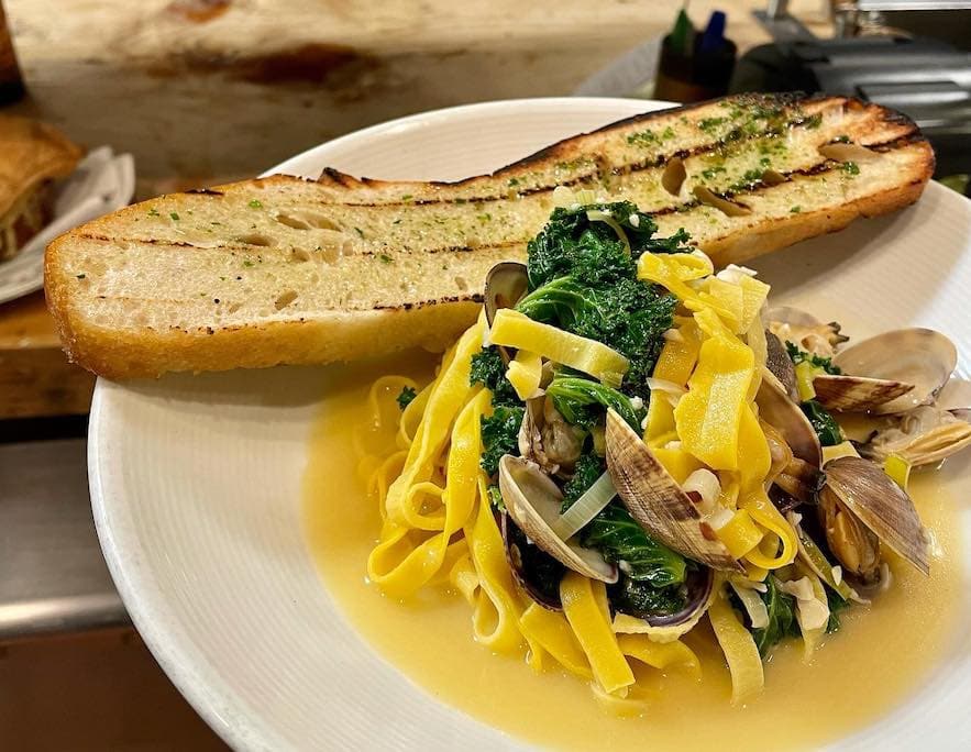 Housemade pasta with Manila clams at Trading Post