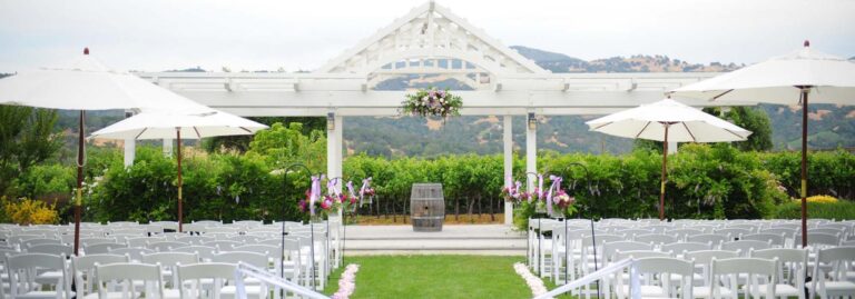 Outdoor Wedding set up in Geyserville Inn in Sonoma County