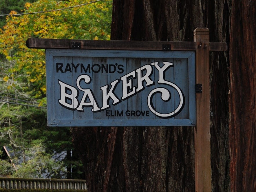 Sign for Raymonds Bakery in Sonoma County