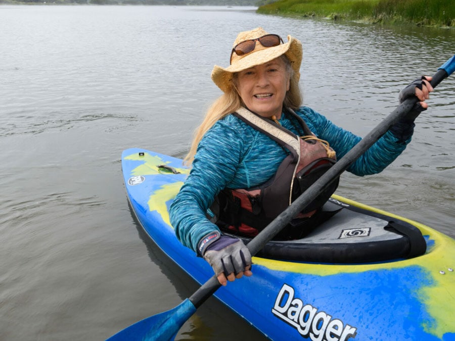 Suki Waters on kayak