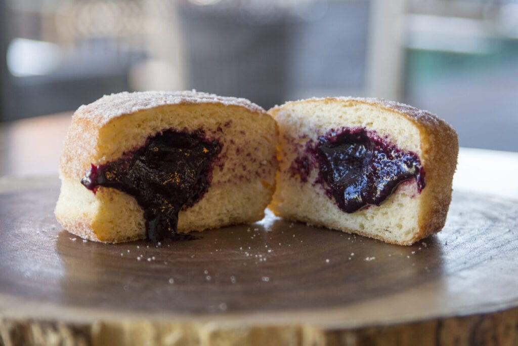 Wildberry Jam Bismark sufganiyot from Johnny Doughnuts in Santa Rosa. 