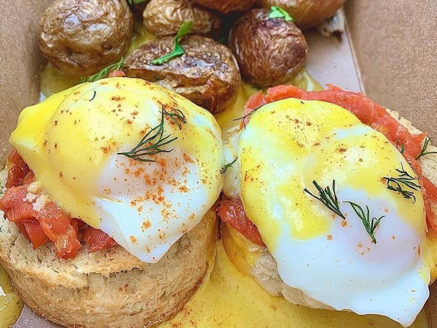 Smoked Salmon Benedict from Tea Room Café in Petaluma, CA