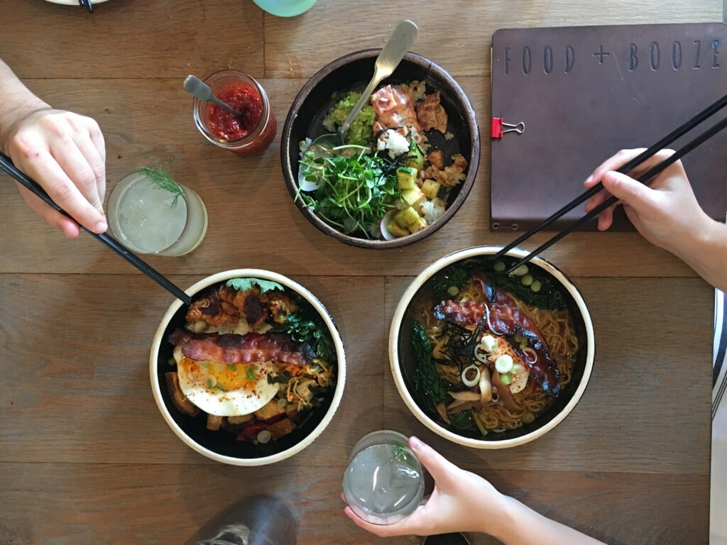 Meals on Table at Bird & The Bottle in Santa Rosa