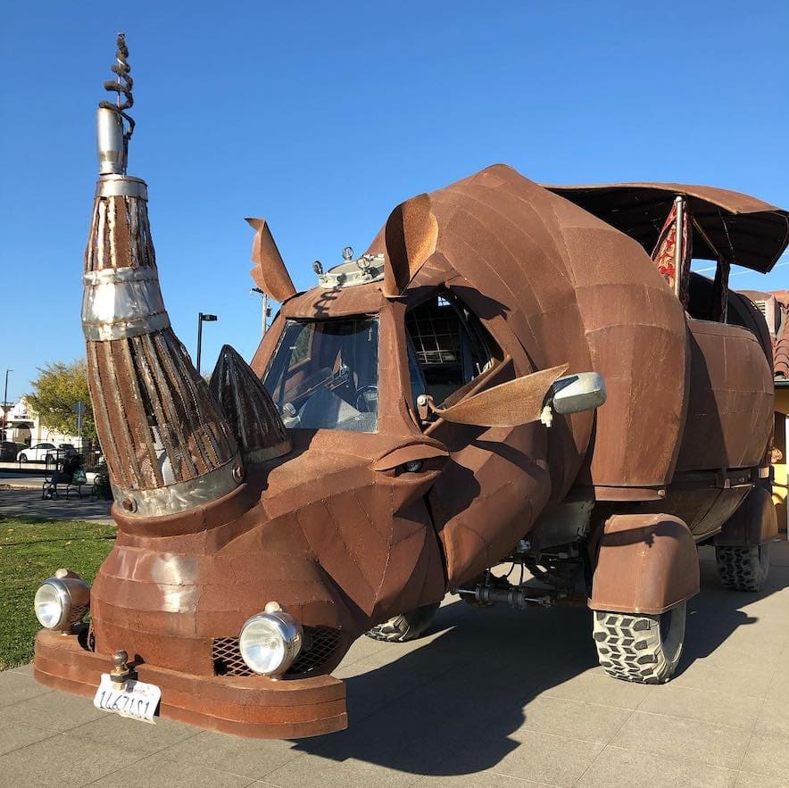 "Rhino Redemption" by artist Kevin Clark, of Reared in Steel in Petaluma