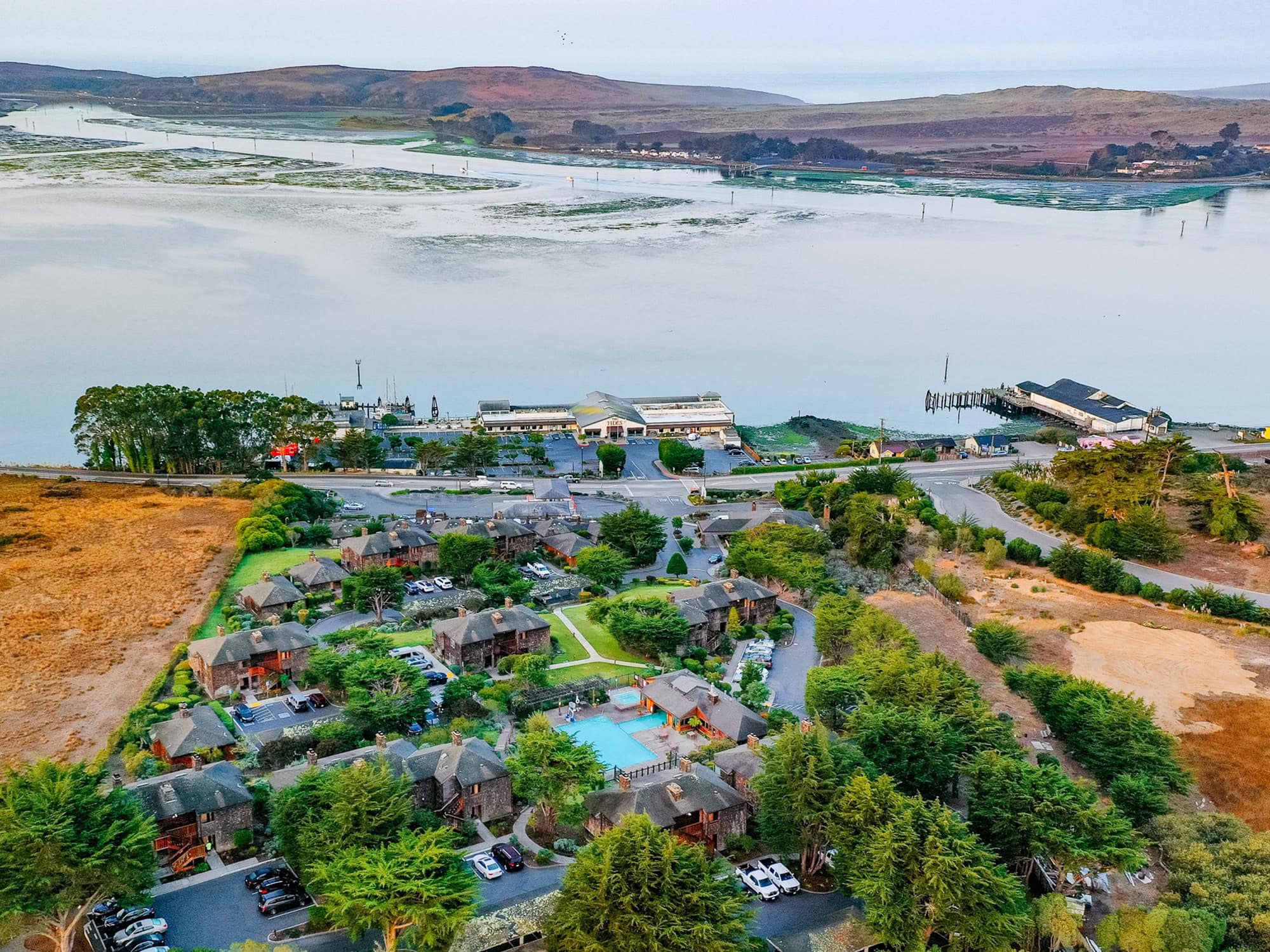 Ariel view of Inn at the Tides and Bodega Bay