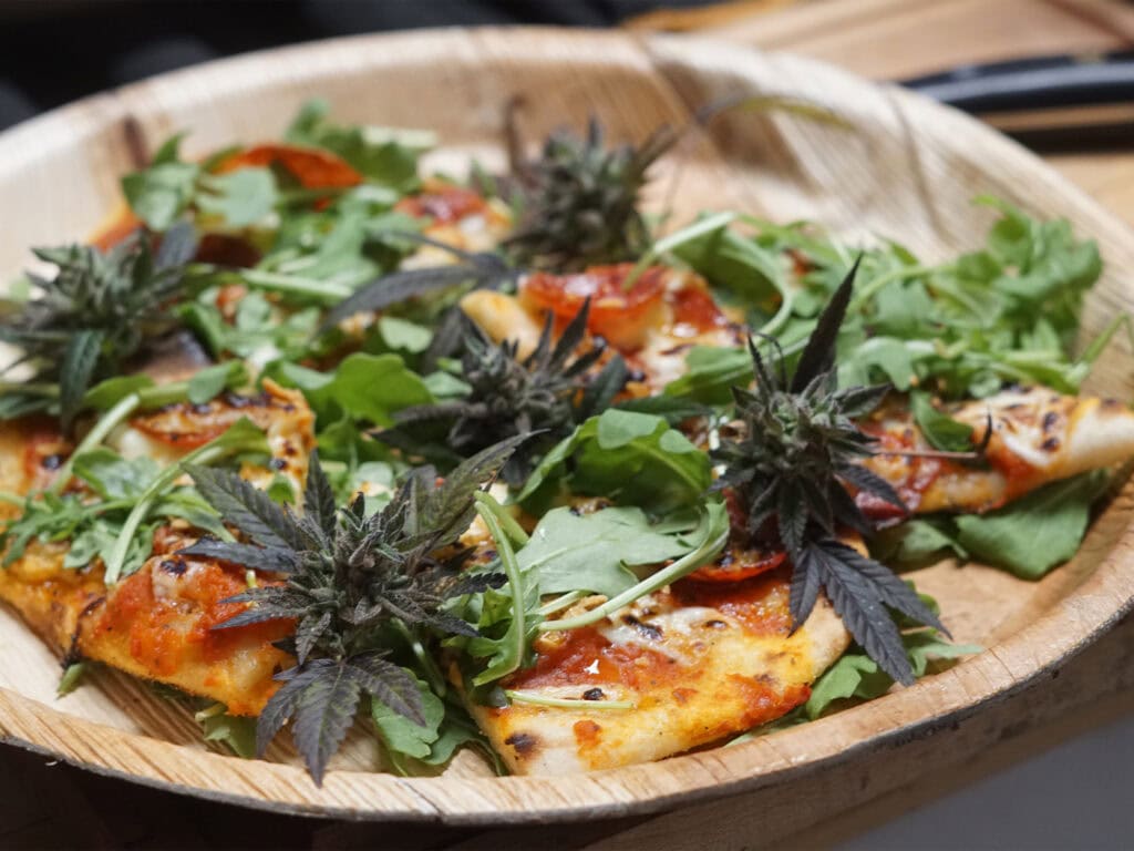 Cannabis infused pizza at cannescape event