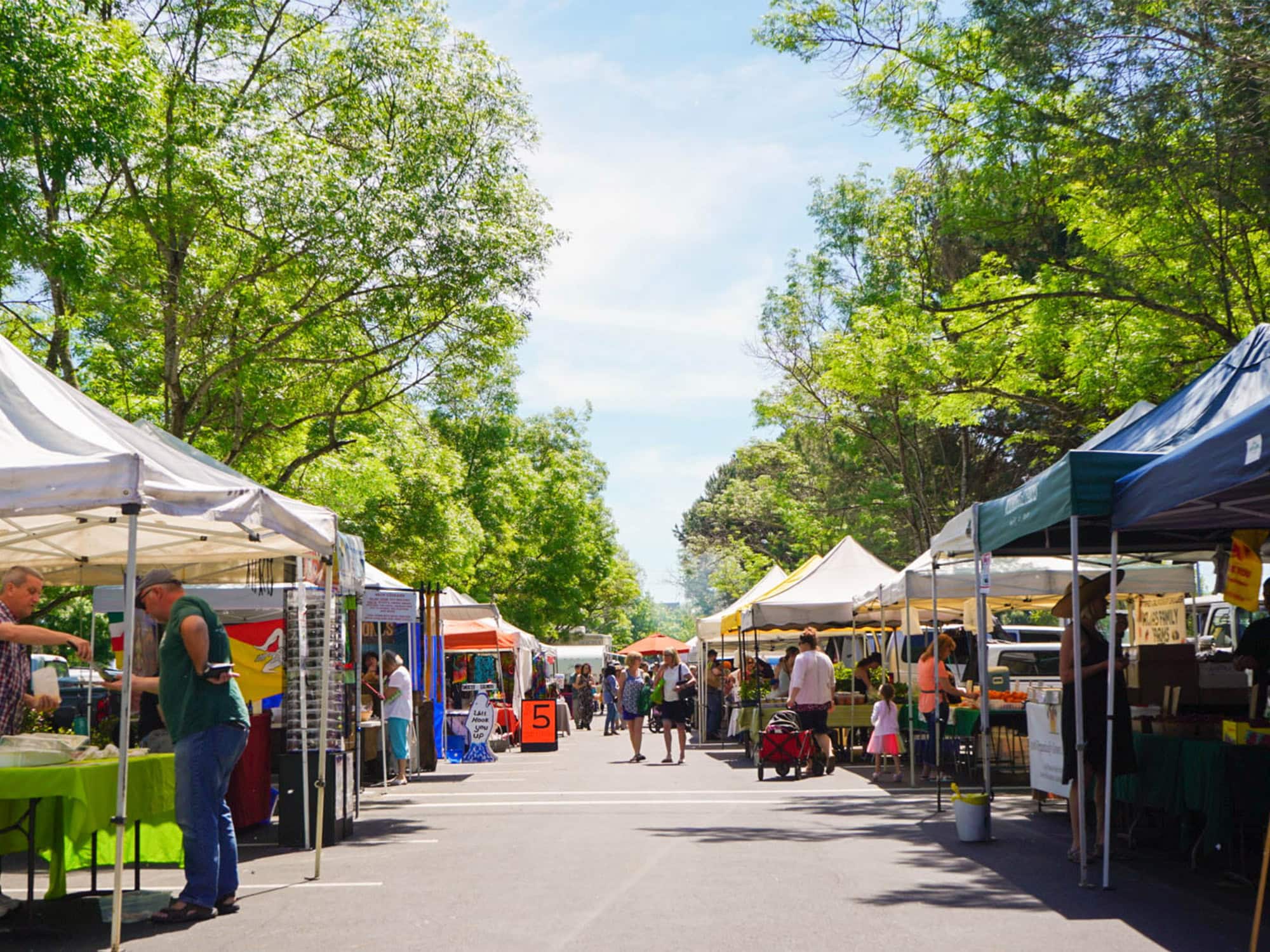 Vendors and Shoppers at Petaluma East Side Farmers Market