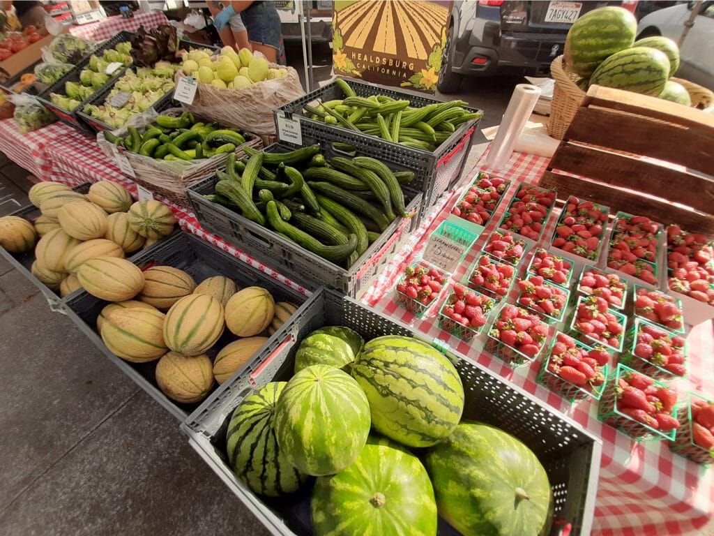 Fresh fruits and veggies at Healdsburg Farmers Market 