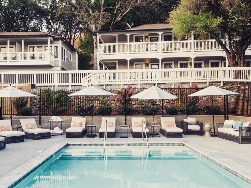 pool at olea hotel glen ellen with lounge chairs around the pool